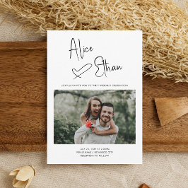 Minimale Script Signature Heart Photo White Kaart