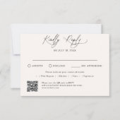 Minimale Script Traditionele QR Code RSVP (Voorkant)