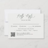 Minimale Script Traditionele QR Code RSVP Kaartje (Voorkant)