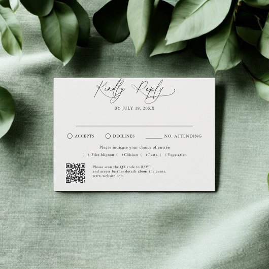 Minimale Script Traditionele QR Code RSVP Kaartje