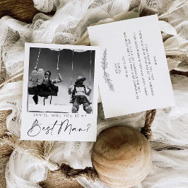 Minimale Script Trouwgetuige Voorstelkaart met Fot Briefkaart