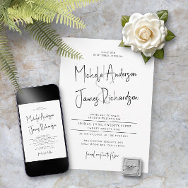 Minimale script typografie formele trouwdag kaart