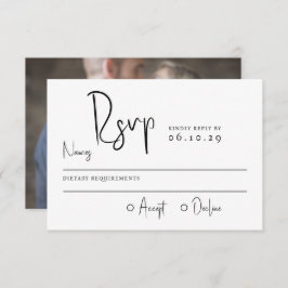 Minimale Script Typografie Foto Bruiloft RSVP Kaartje