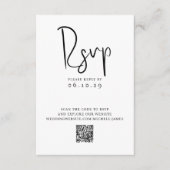 Minimale Script Typografie Foto QR Code Bruiloft RSVP Kaartje (Voorkant)