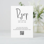 Minimale Script Typografie Foto QR Code Bruiloft RSVP Kaartje (Staand voorkant)