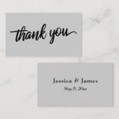 Minimale script typografie lichtgrijs dank je wel informatiekaartje (Voorkant / Achterkant)