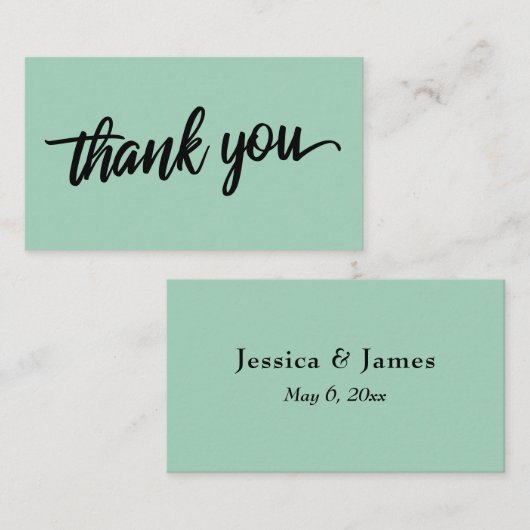 Minimale Script Typografie Lichtgroen Dank u Informatiekaartje (Voorkant / Achterkant)