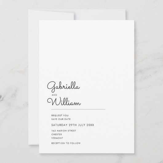 Minimale script uw foto save the date kaart (Voorkant)