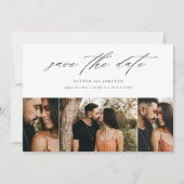 Minimale Script Wedding 3 Foto Save The Date (Voorkant)