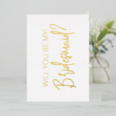 Minimale scriptbridesmaïde Gold Foil-kaart Folie Uitnodiging (Staand Voorkant)