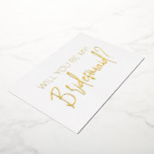Minimale scriptbridesmaïde Gold Foil-kaart Folie Uitnodiging (Gedraaid)
