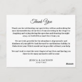 Minimale scriptbruiloft bedankt u fotokaart briefkaart (Achterkant)