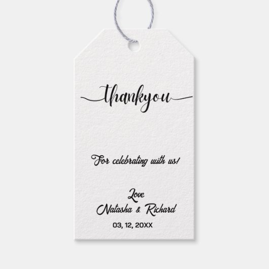 Minimale scriptelegant bruiloft bedankt cadeaulabel (Voorkant)