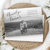 Minimale scriptfoto | Moderne monochrome bruiloft Kaart