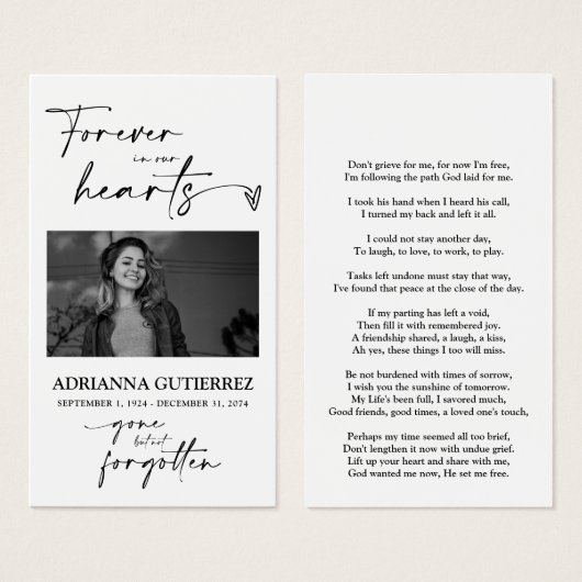 Minimale scriptherdenkingsfotosympathie Kaart gebe (Voorkant /achterkant)