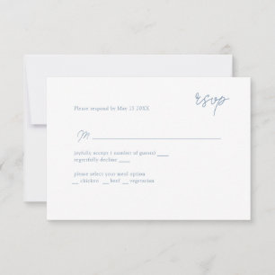 Minimale scriptie van stoffige blauwe RSVP