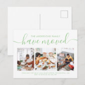 Minimale scriptkalligrafie 3 Foto verplaatsen Aankondigingskaart (Voorkant / Achterkant)