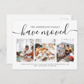 Minimale scriptkalligrafie 3 Foto verplaatsen Aankondigingskaart (Voorkant / Achterkant)