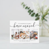 Minimale scriptkalligrafie 3 Foto verplaatsen Aankondigingskaart (Staand voorkant)