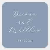 Minimale scriptkalligrafie: blauw vierkante sticker (Voorkant)