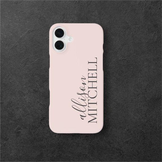 Minimale scriptkalligrafie Blush Pink iPhone 16 Hoesje