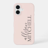 Minimale scriptkalligrafie Blush Pink iPhone 16 Hoesje (Achterkant)