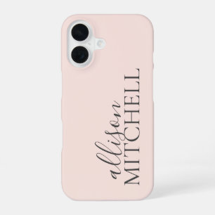 Minimale scriptkalligrafie Blush Pink iPhone 16 Hoesje