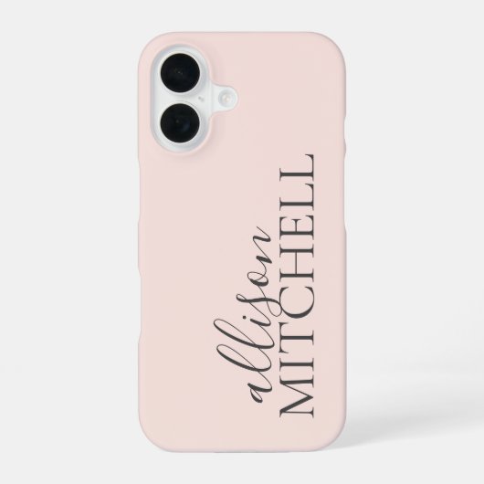 Minimale scriptkalligrafie Blush Pink iPhone 16 Hoesje (Achterkant)