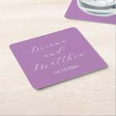 Minimale scriptkalligrafie lavender Weddenschap Kartonnen Onderzetters (Schuin)