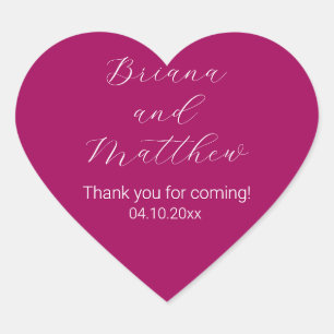 Minimale scriptkalligrafie Magenta Favors Hart Sticker