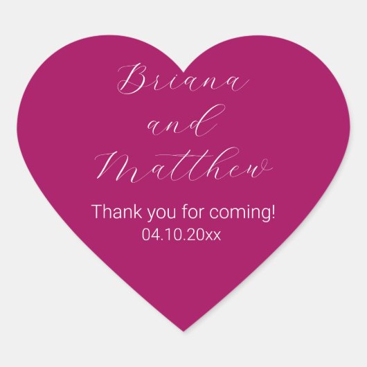 Minimale scriptkalligrafie Magenta Favors Hart Sticker (Voorkant)