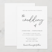 Minimale scriptkalligrafie-weddenschappen kaart (Voorkant / Achterkant)