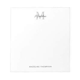 Minimale scriptkalligrafie zwart grijs monogram notitieblok