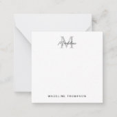 Minimale scriptkalligrafie zwart grijs monogram notitiekaartje (Voorkant)