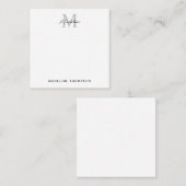 Minimale scriptkalligrafie zwart grijs monogram notitiekaartje (Voorkant / Achterkant)