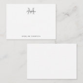 Minimale scriptkalligrafie zwart grijs monogram notitiekaartje (Voorkant / Achterkant)