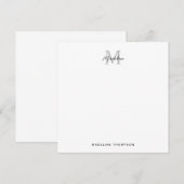 Minimale scriptkalligrafie zwart grijs monogram notitiekaartje (Voorkant / Achterkant)