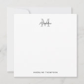 Minimale scriptkalligrafie zwart grijs monogram notitiekaartje (Voorkant)