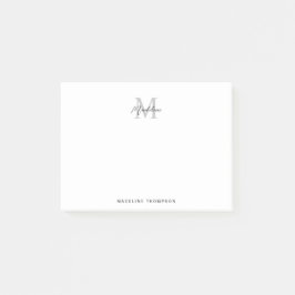 Minimale scriptkalligrafie zwart grijs monogram post-it® notes