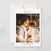 Minimale scriptkop met foto-bruiloft bedankkaart (Voorkant)