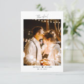 Minimale scriptkop met foto-bruiloft bedankkaart (Staand voorkant)