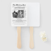 Minimale scriptkrant bruiloft met datum handwaaier (Voorkant en achterkant)