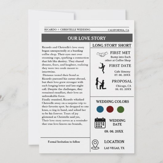 Minimale scriptkrant bruiloft met datum kaart (Achterkant)