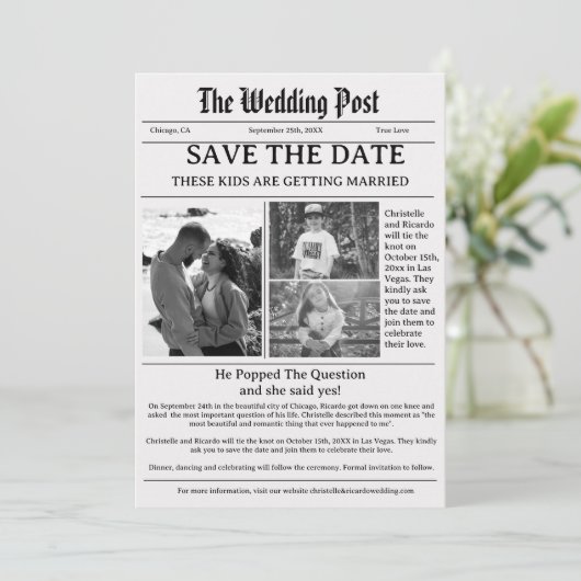 Minimale scriptkrant bruiloft met datum kaart (Staand voorkant)