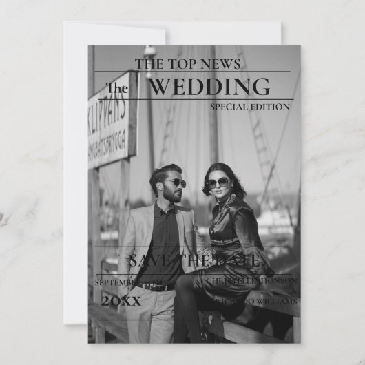 Minimale scriptkrant bruiloft met datum kaart (Voorkant)