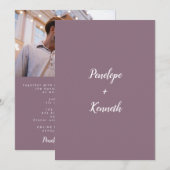 Minimale scriptmatige Paarse plum foto met moderne Kaart (Voorkant / Achterkant)