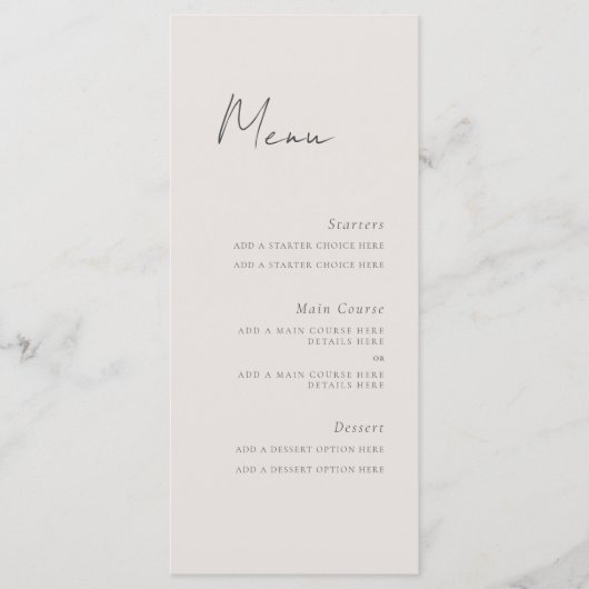 Minimale scriptmenukaart menu (Voorkant)