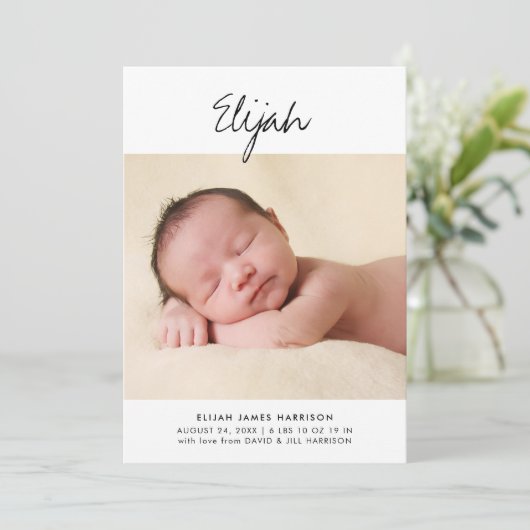 Minimale scriptnaam Fotoaankondiging Kaart (Staand voorkant)