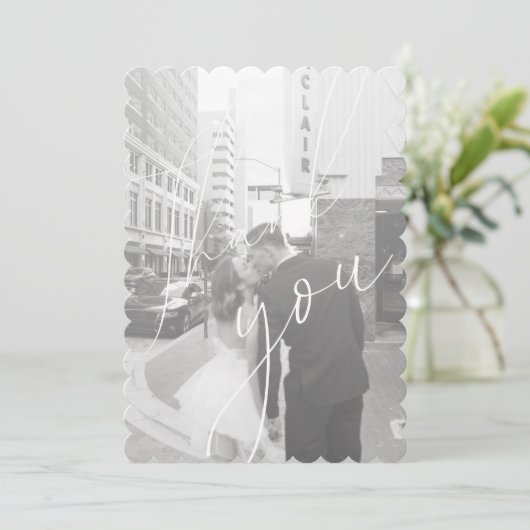 Minimale scriptplatte foto met dank aan uw kaart (Staand voorkant)