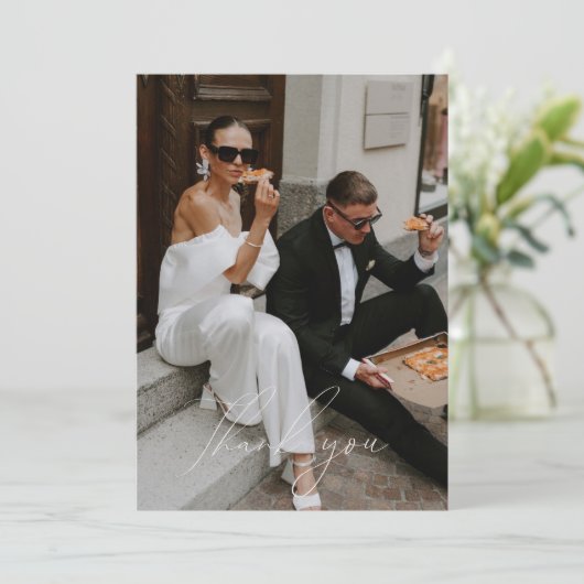 Minimale scriptplatte foto met dank aan uw kaart (Staand voorkant)